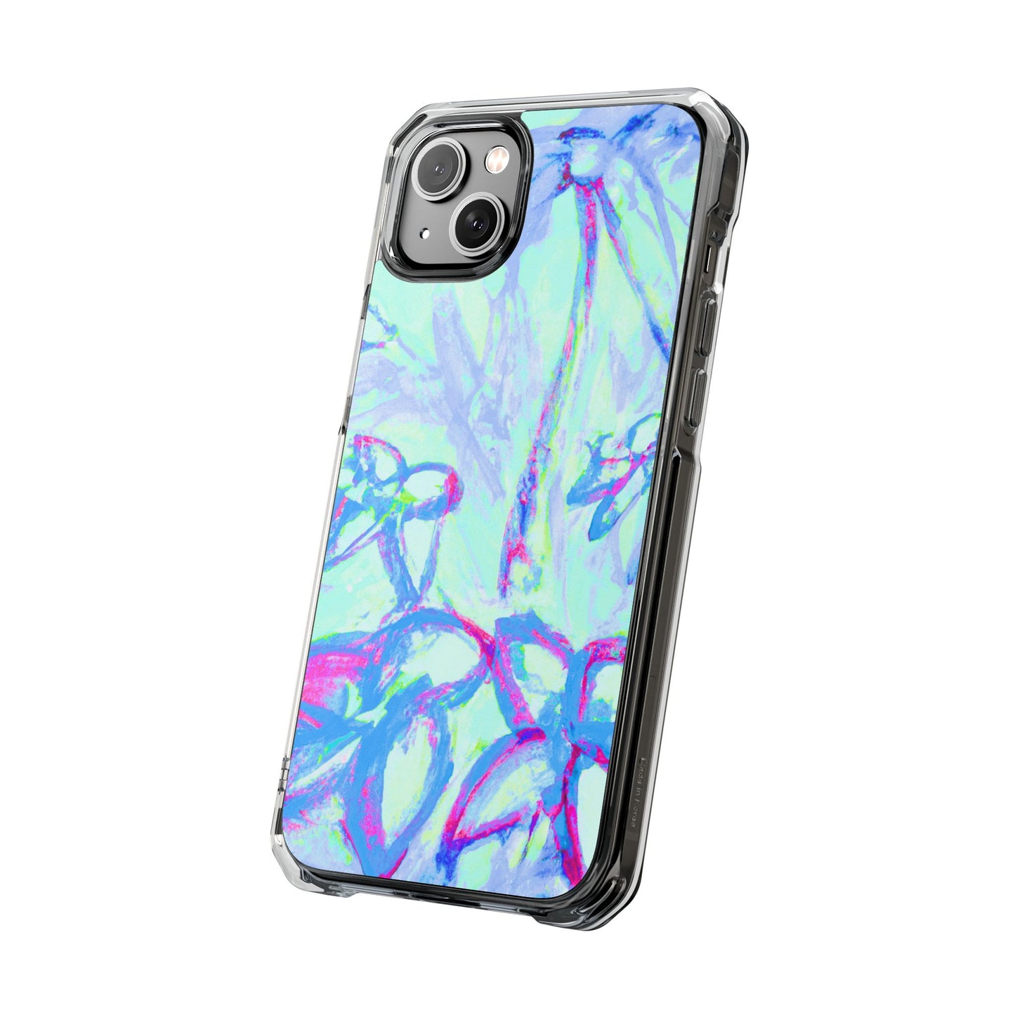 Tropical Doodles/Blue Magnetic Clear Phone Case, Many Models