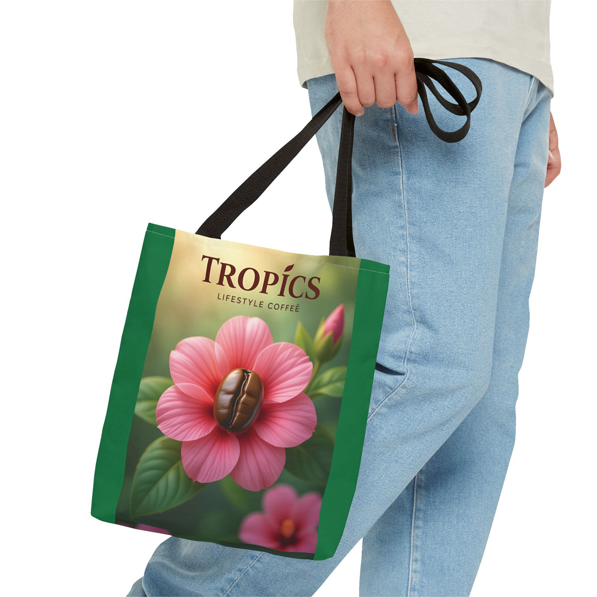 Pink Flower/Green TLCoffee Tote Bag - 3 Sizes
