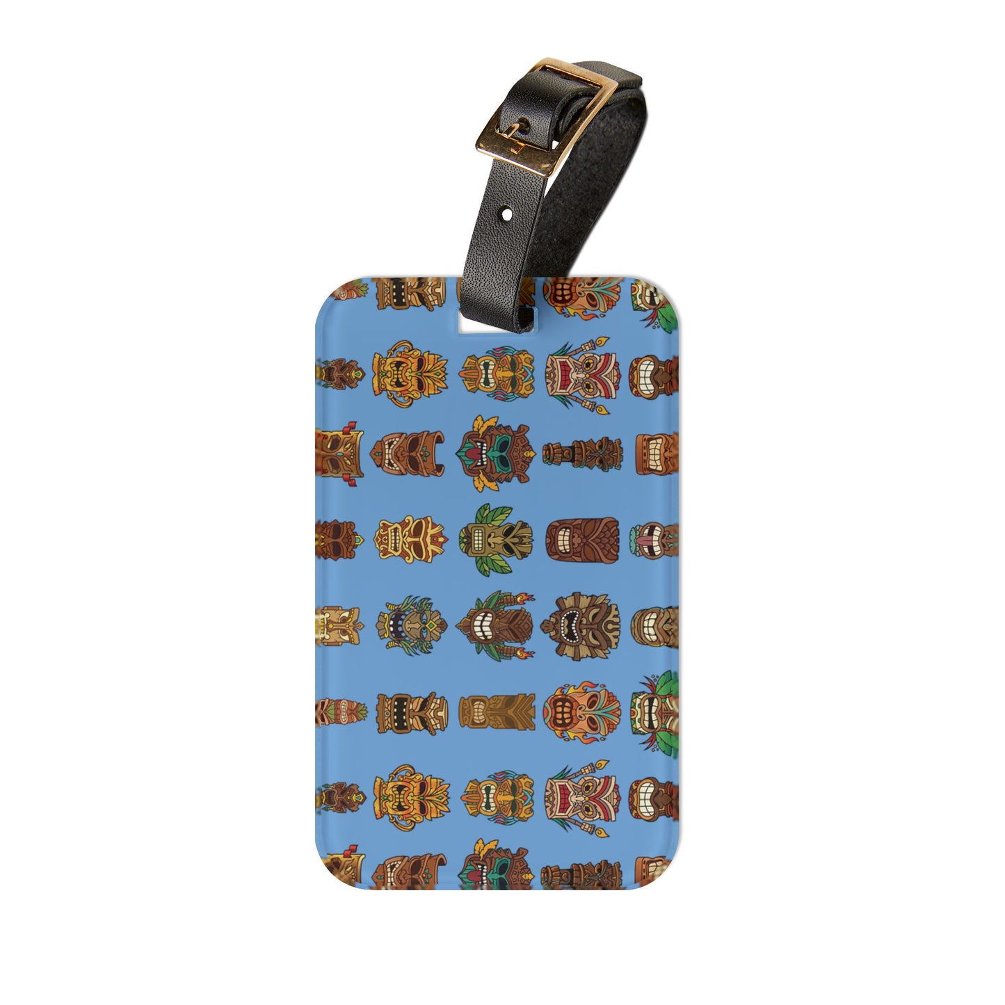 Luggage Tag - Tiny Tiki Dudes, Light Blue