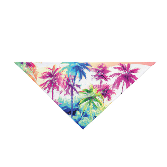Watercolor Beach Tropical Pet Bandana, 2 Sizes - Stylish accessory for dogs & cats