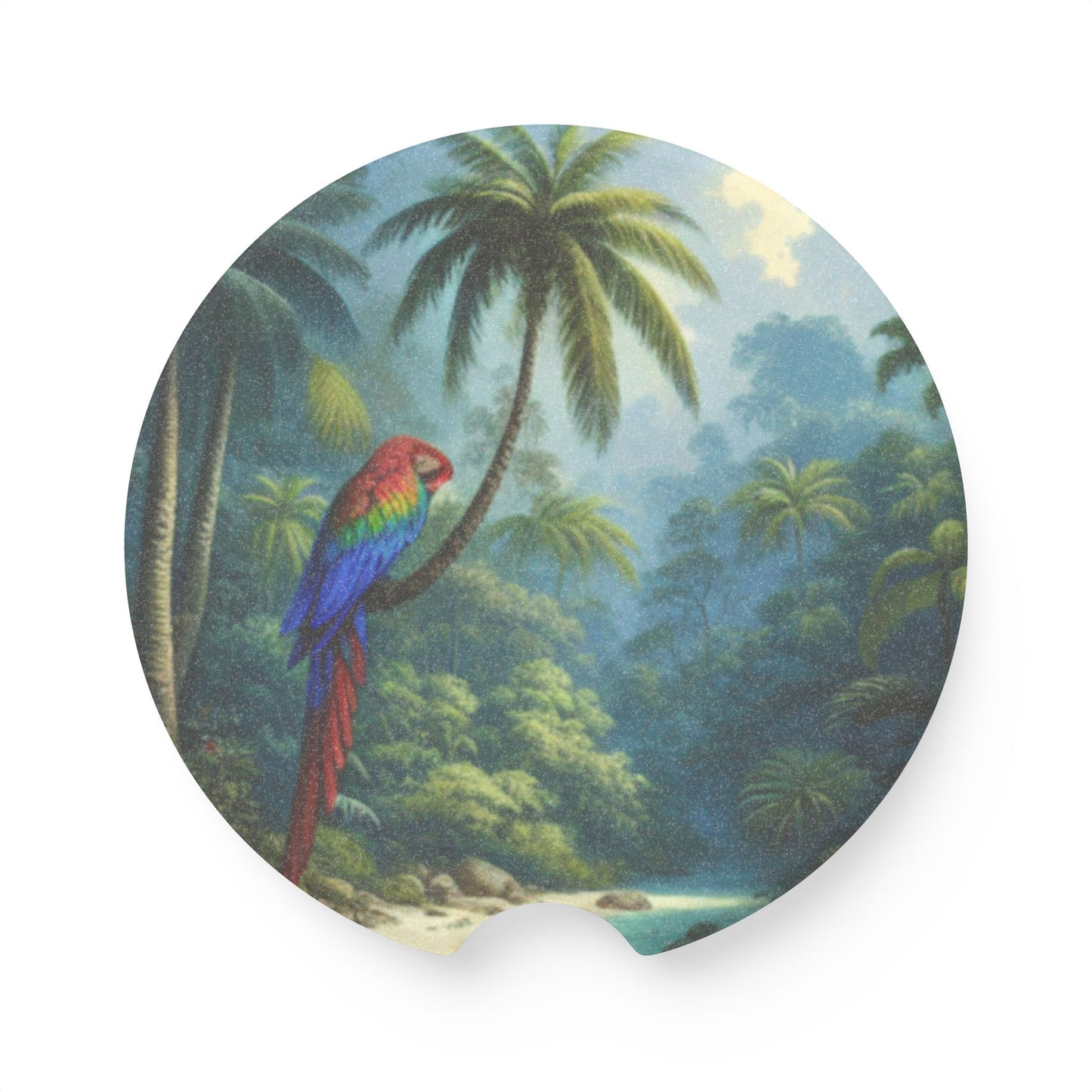 Soapstone Car Coaster - Sleeping Beauty Parrot