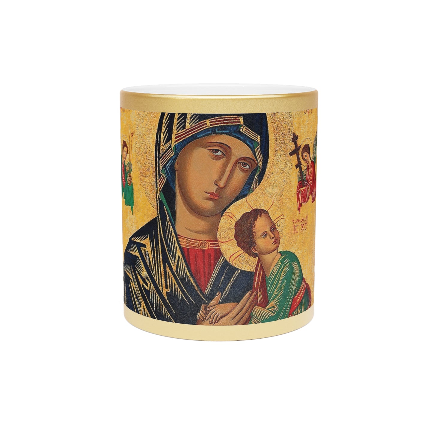 Religious Metallic Mug, Gold or Silver - MACRO "Tropical Our Lady of Perpetual Help"