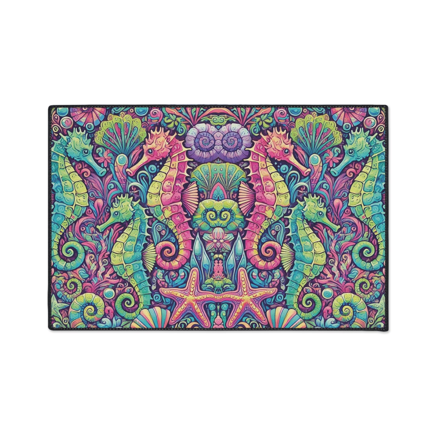 Heavy Duty Floor Mat, 5 Sizes – Tropical Area Rug for Home Décor / Seahorses