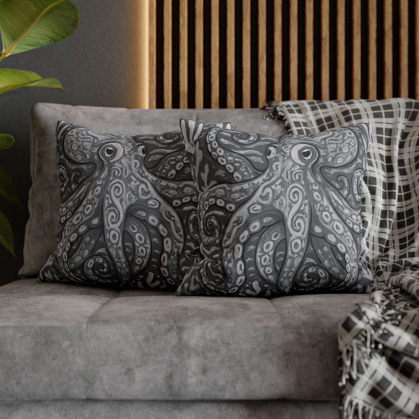 Faux Suede Square Pillowcase - Noir Kraken Joe