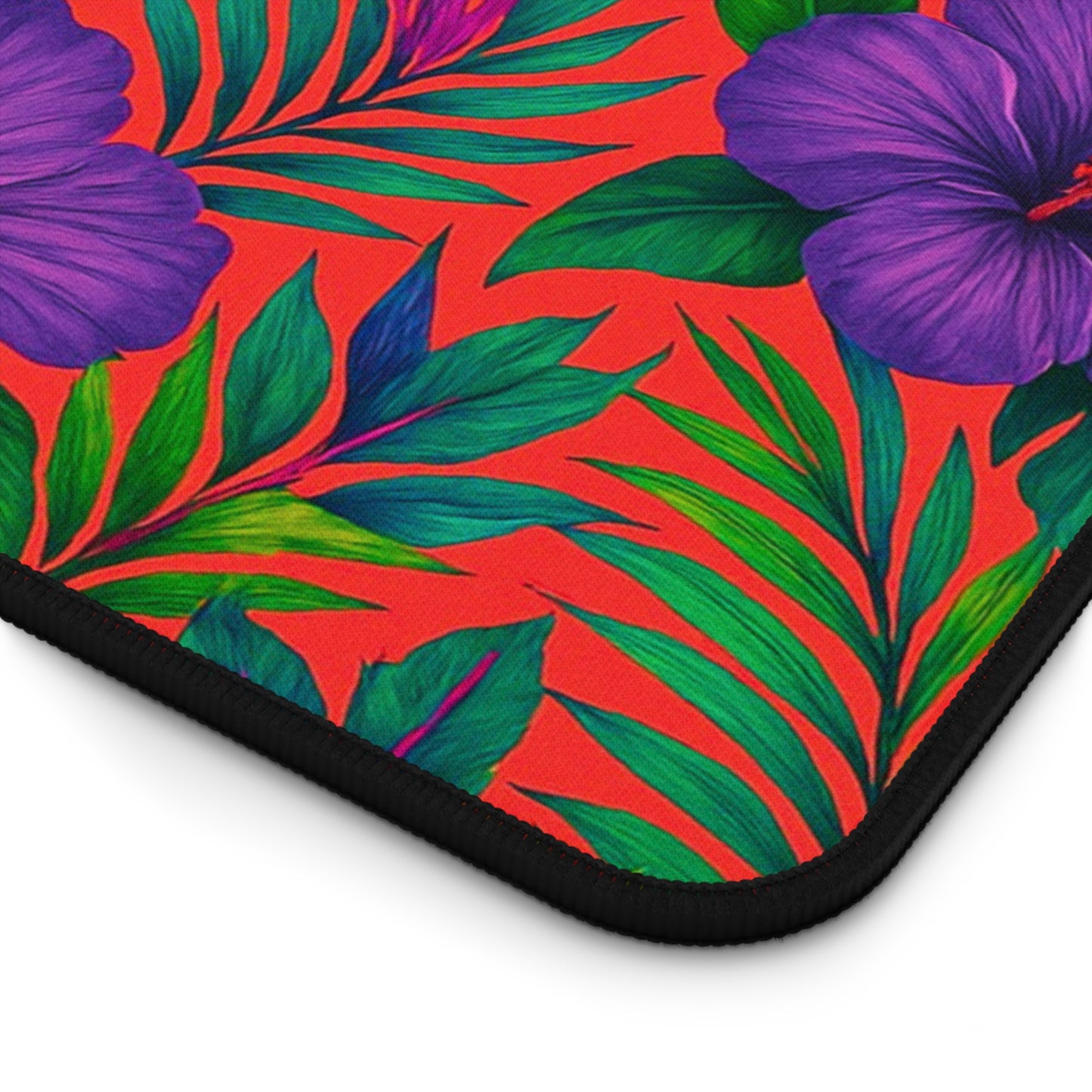 Tropical Paradise Desk Mat, 3 Sizes - Perfect for Home Office - Midnight Flower Coral