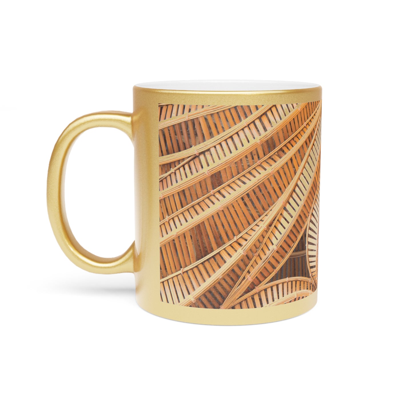 Tropical Metallic Mug, Gold or Silver - Natural Bamboo Spiral