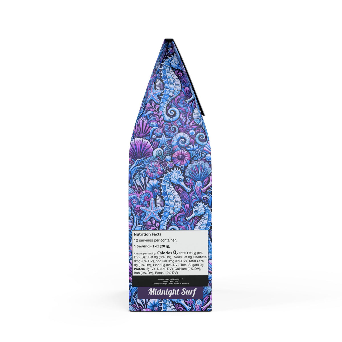Midnight Surf Blend™ (Medium-Dark Roast) Specialty Grade Craft Coffee / Seahorse Trio, Blue