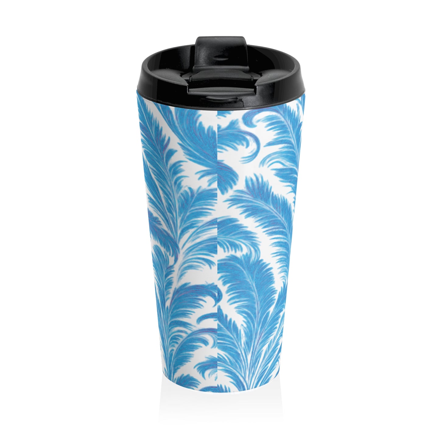 15 oz. Stainless Steel Travel Mug | Rocco Palms, Blue & White