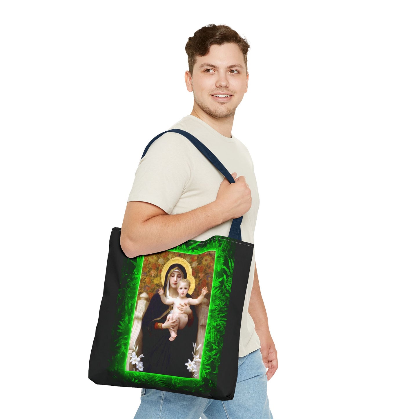 Religious Madonna of the Lilies Tropical Tote Bag - 3 Sizes