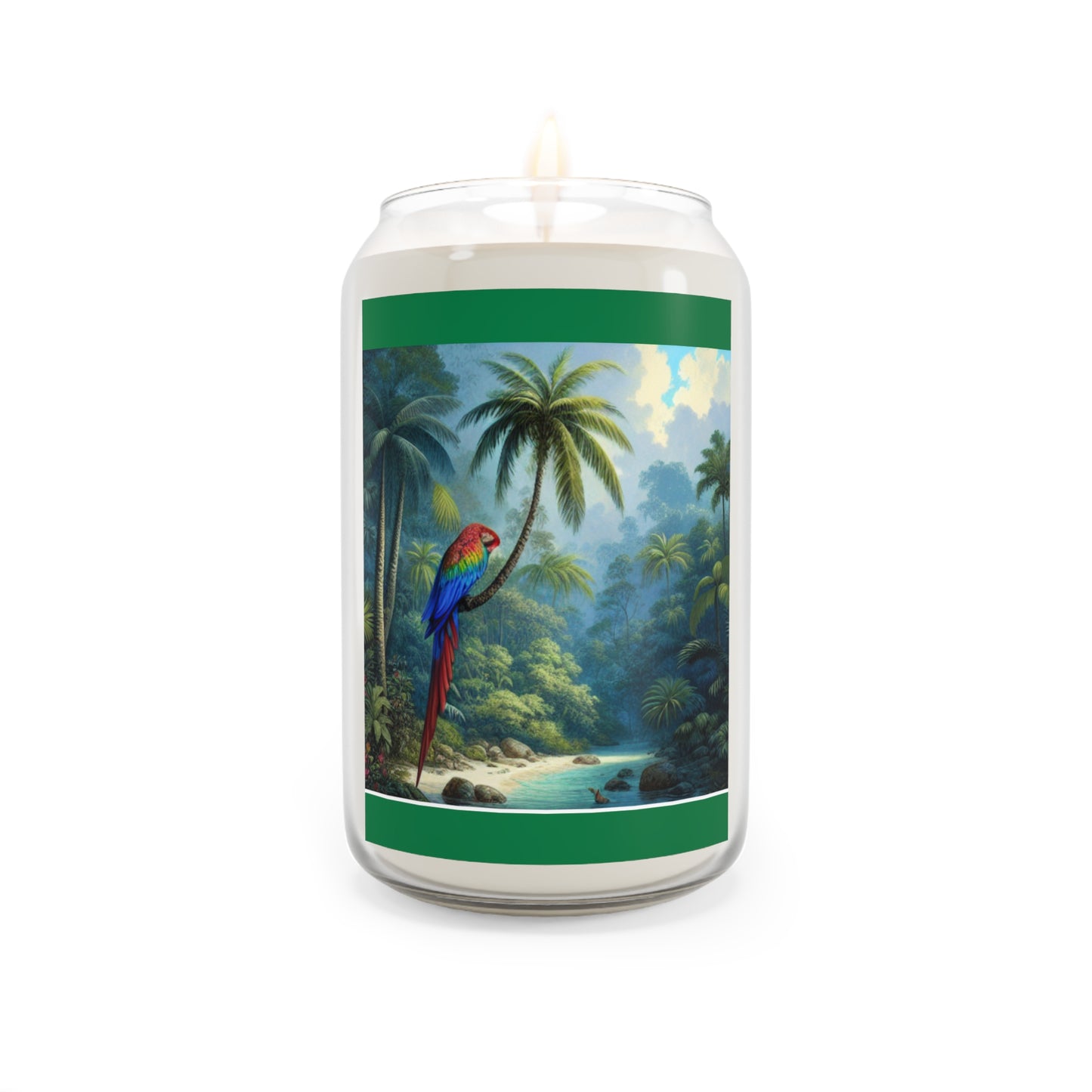 Scented Candle, 13.75oz - Sleeping Beauty Parrot, Dark Green