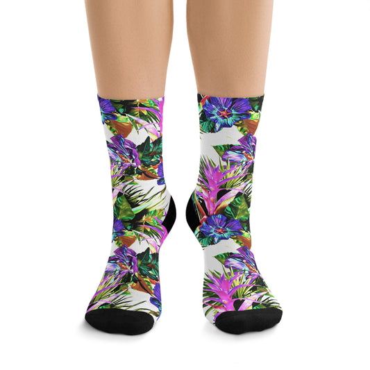 Recycled Poly Socks, Plant-Palooza, white