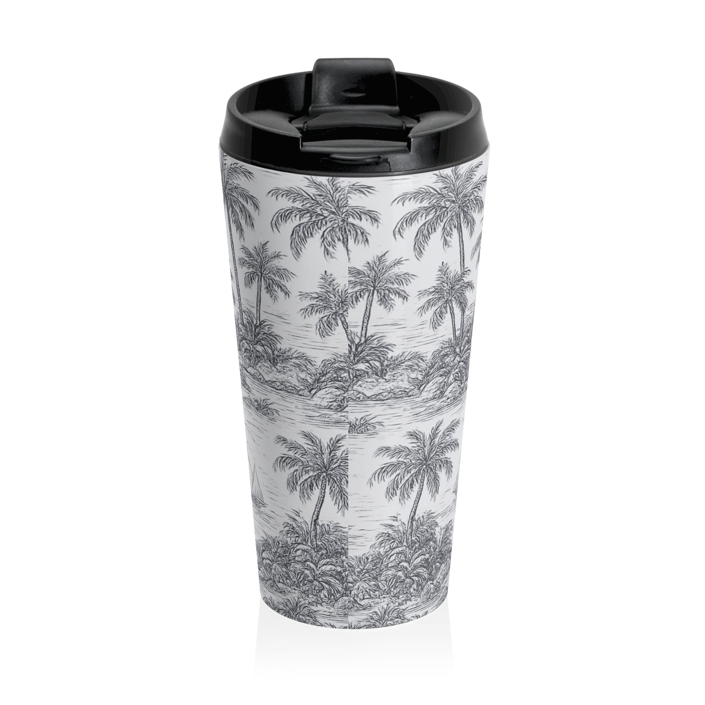 15 oz. Stainless Steel Travel Mug / Faraway Trip Toile, Noir Black