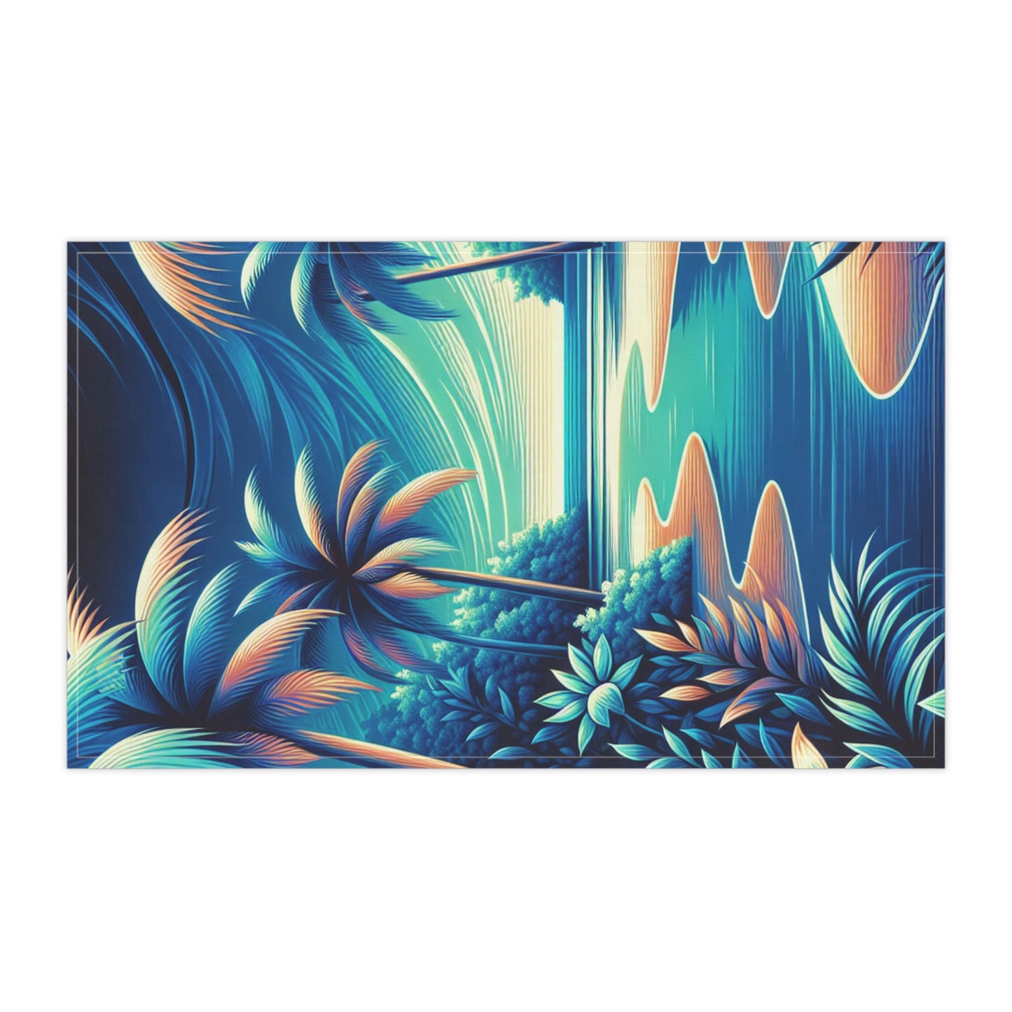 Tea Towels (cotton, poly), Neon Blues Beach