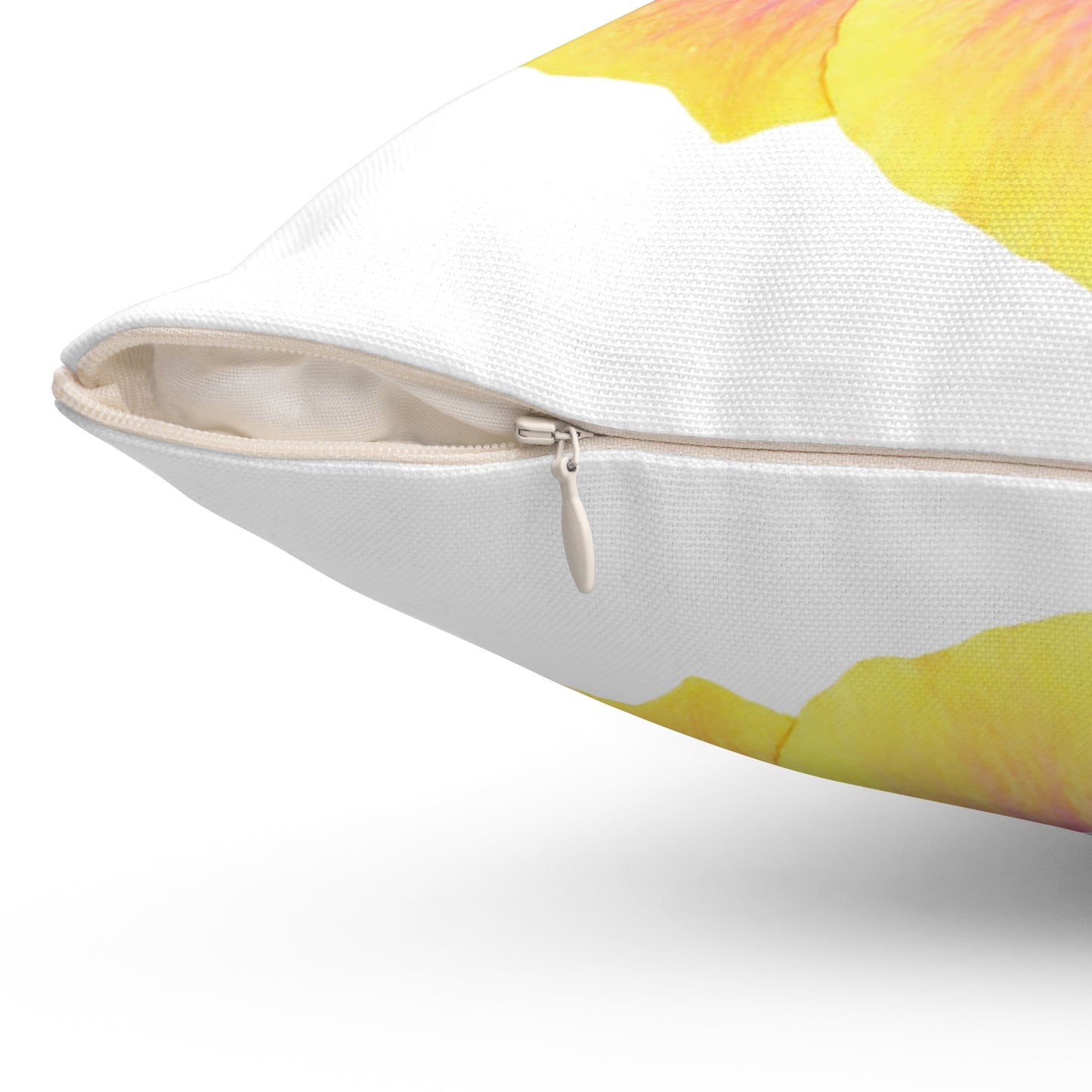 Decorative Pillow - Accent Cushion, 4 Sizes / Photo Yellow Hibiscus, White