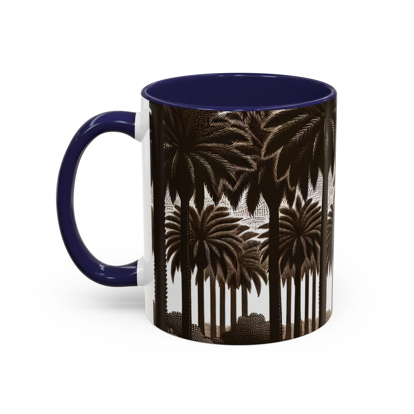 Accent Coffee Mug (11, 15oz) - Woodcut Palm Grove