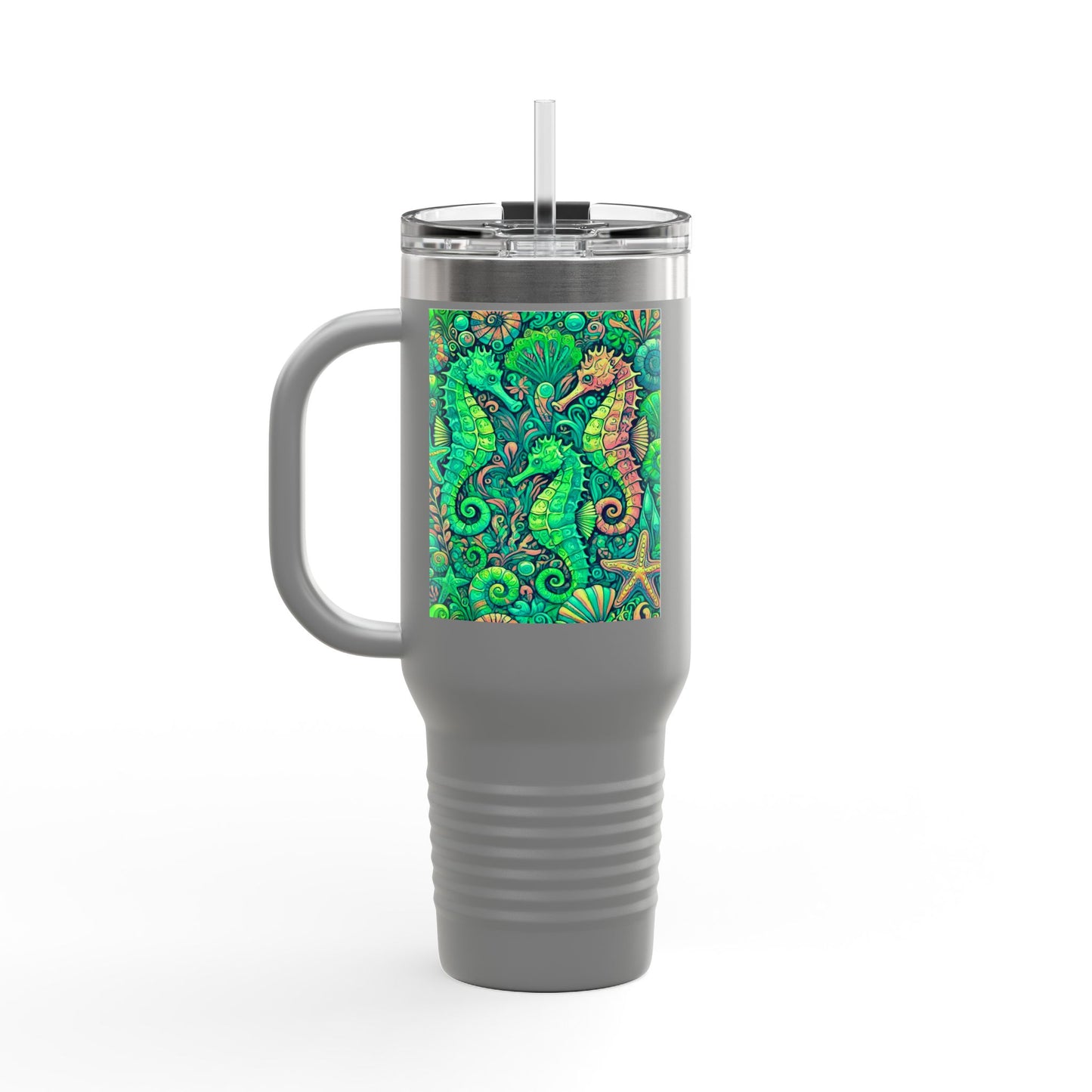 Seahorses Lime Insulated Travel Mug - 40oz - Perfect for Outdoor Adventures