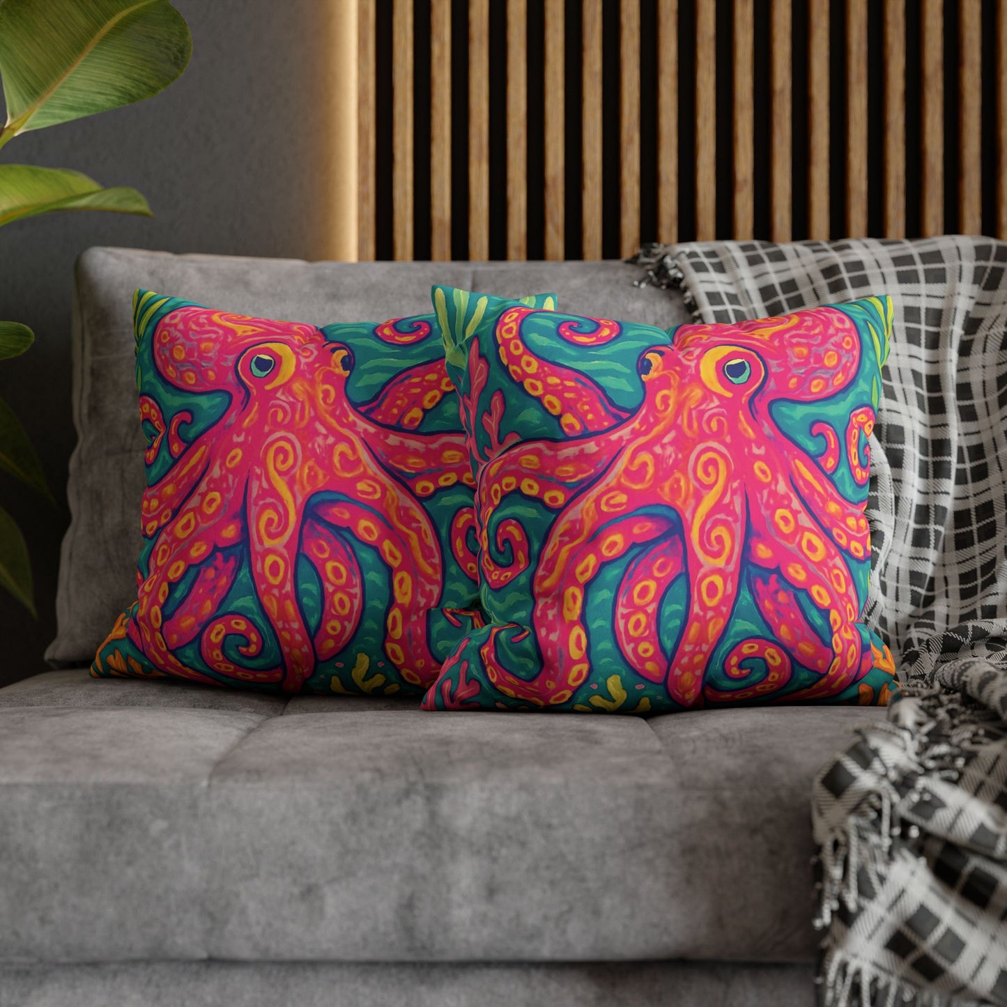 Faux Suede Square Pillowcase - Red Kraken Joe