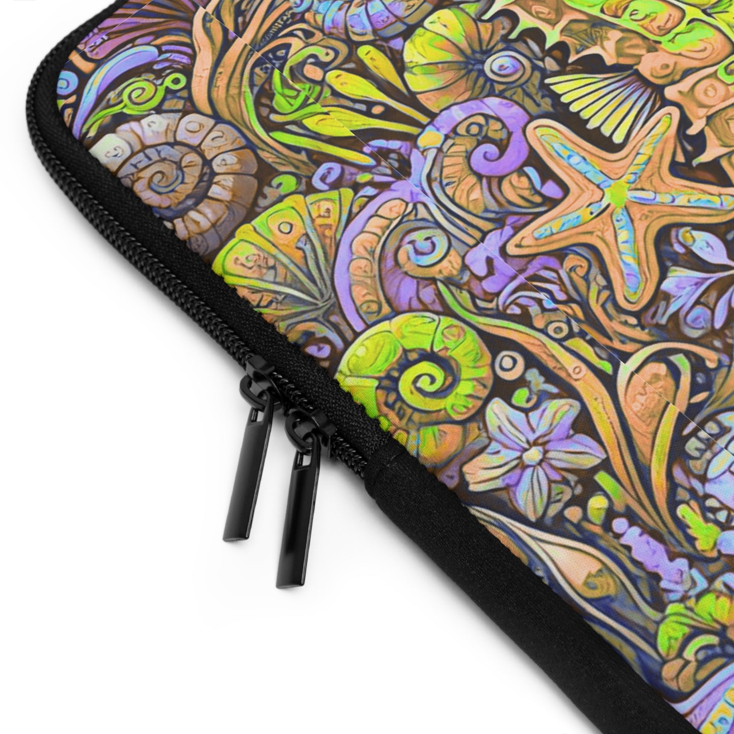 Tropical Laptop Sleeve, 5 Sizes - Perfect for Beach Lovers & Students / Seahorses, Yellow and Purple