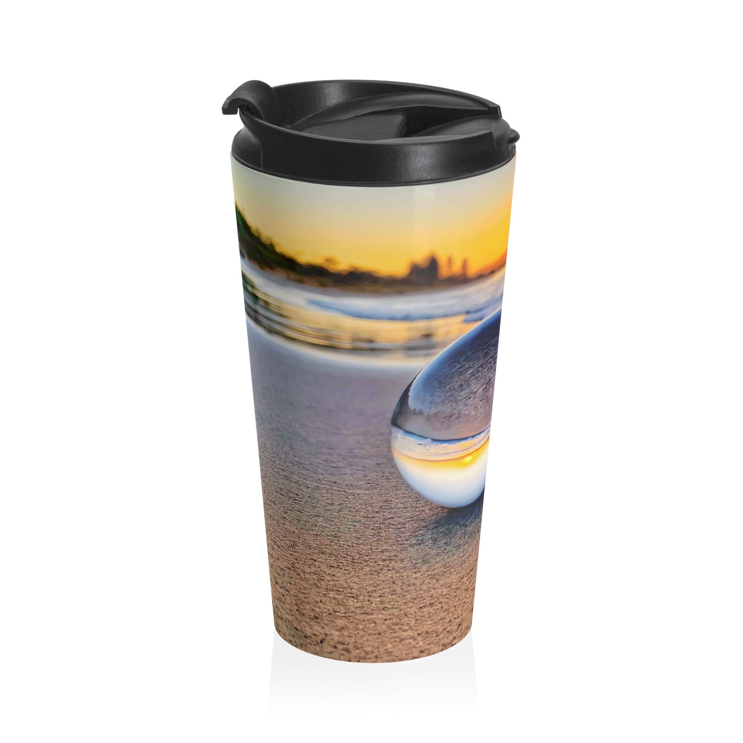 Stainless Steel Travel Mug, 15 oz. — Seaside Crystal Ball Dropped by UFO