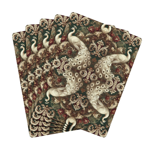 Poker Playing Cards - Kaleido White Peacocks