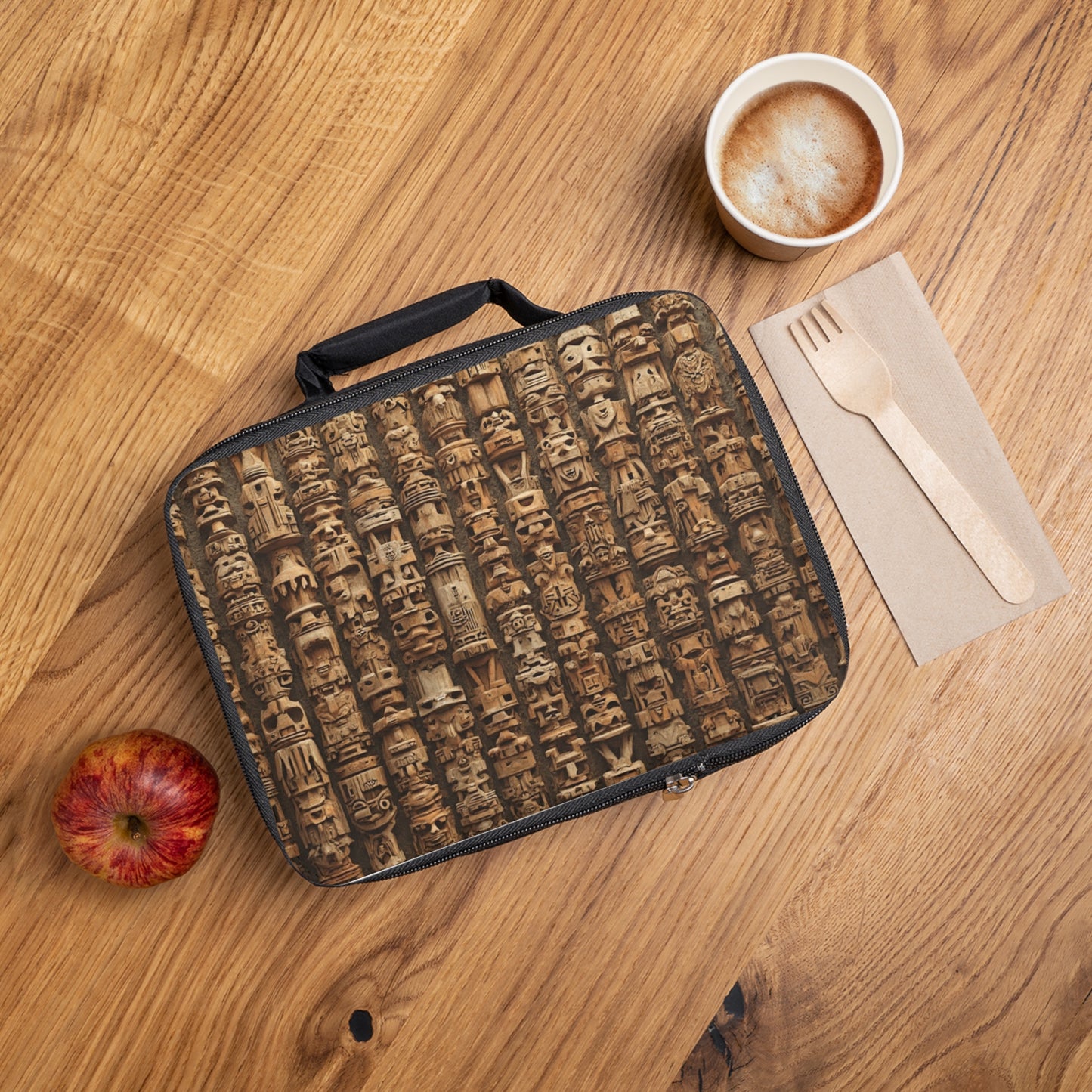 Ancient Tiki Totems Lunch Bag - Eco-Friendly Insulated Tote, Adult and Child Lunchbox / Perfect for Picnics, Beach Outings