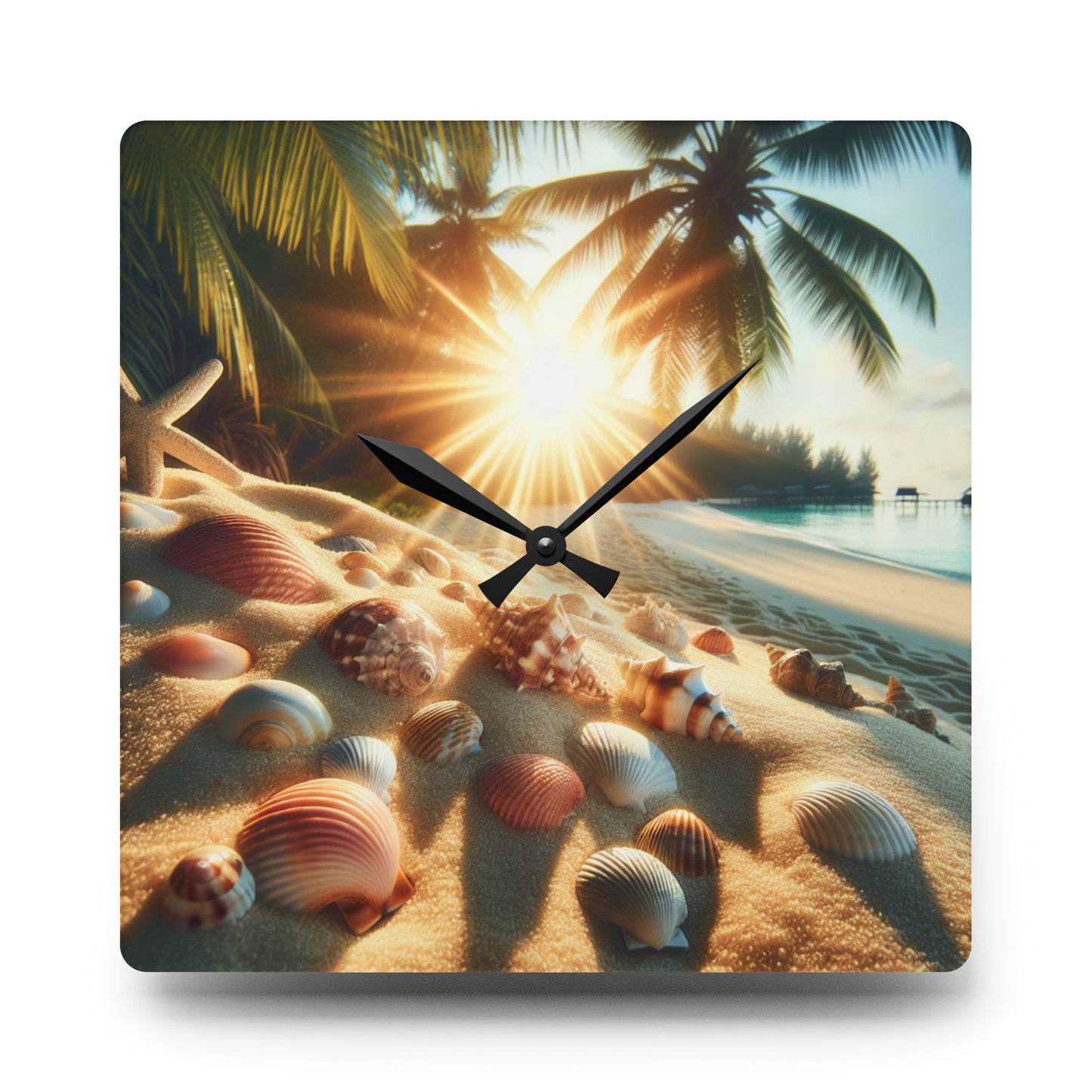 Acrylic Wall Clock, Sunrise on Shell Beach, 4 Variants