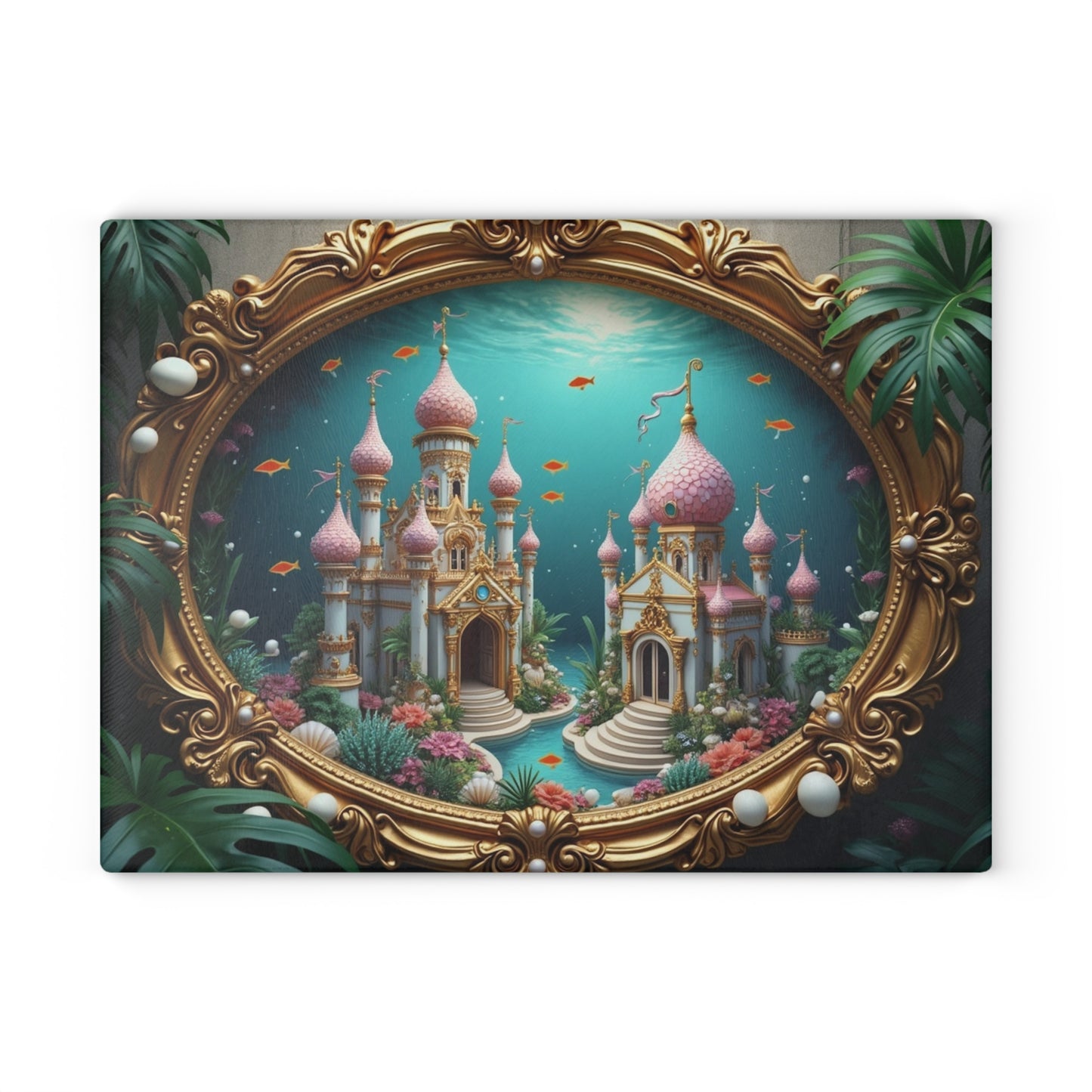 Glass Cutting Board, 2 sizes - Mermaid Palace, Caribbean Sea