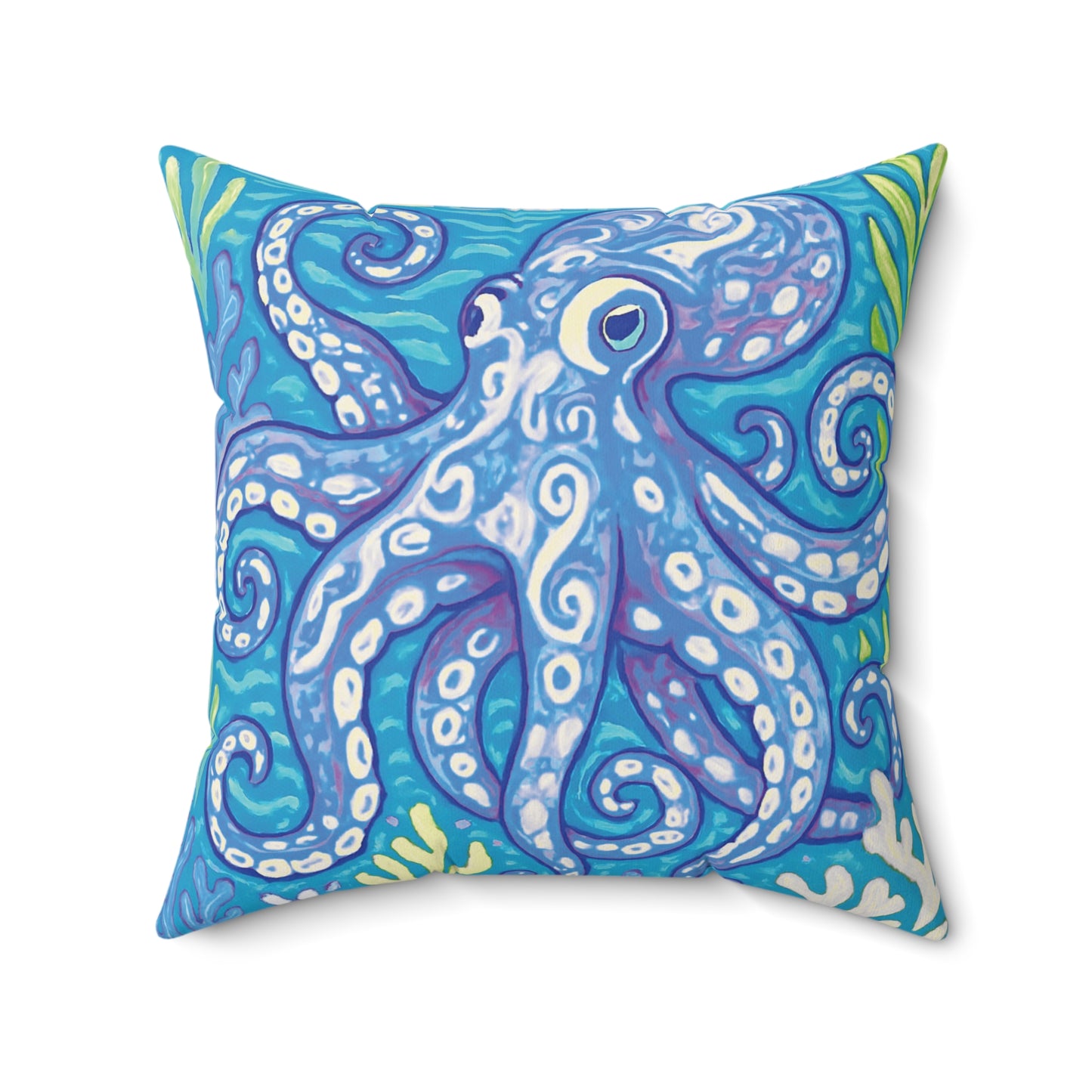Decorative Pillow - Accent Cushion, 4 Sizes / Octopus Kraken Joe, Blue