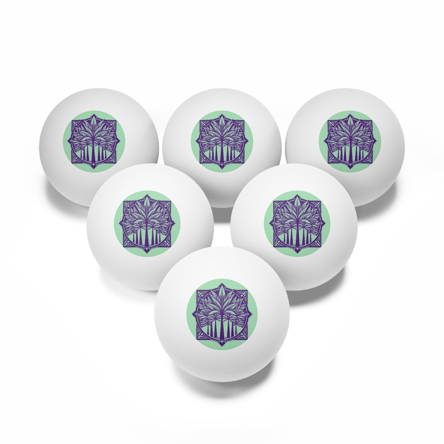 Tropical Paradise Ping Pong Balls - 6 Pack with Deco Palm Mint