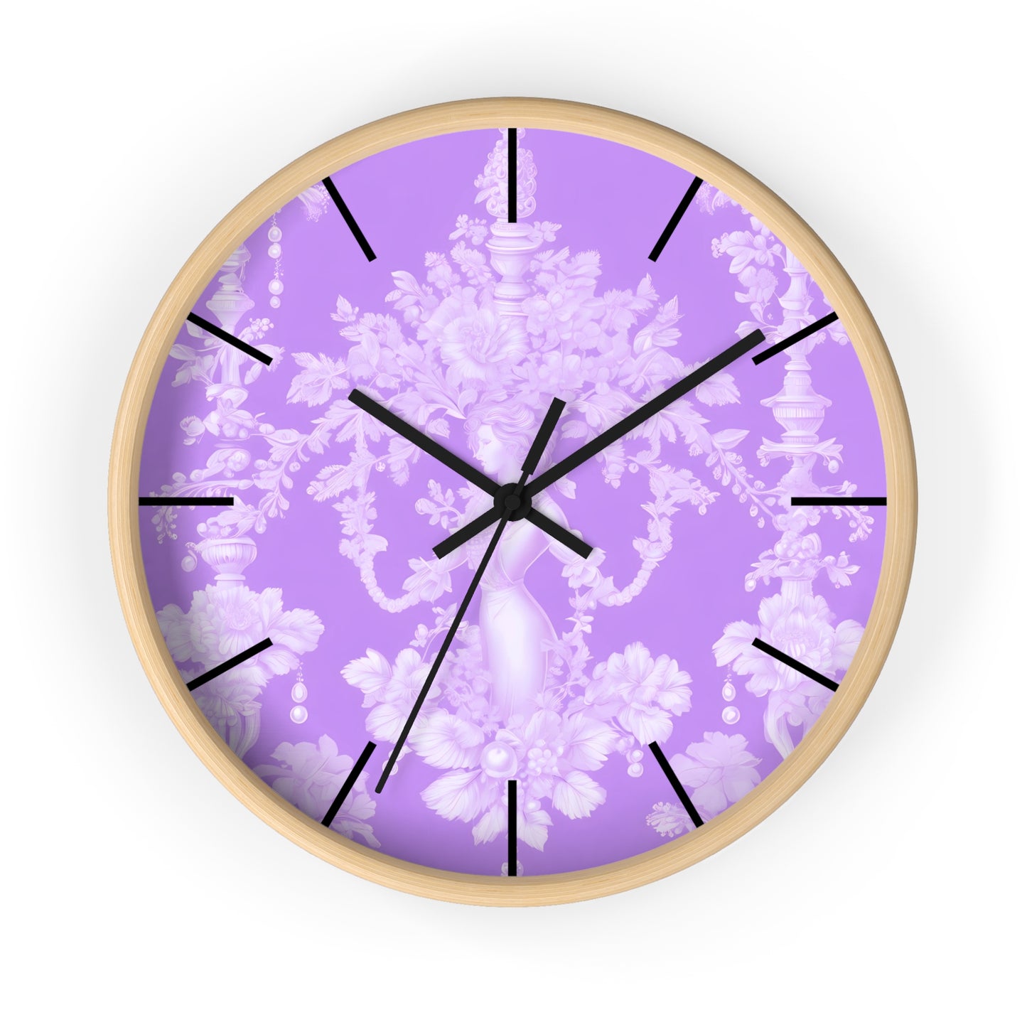 Wall Clock, Pearl Lady Toile / Purple, Hands/Base Variants