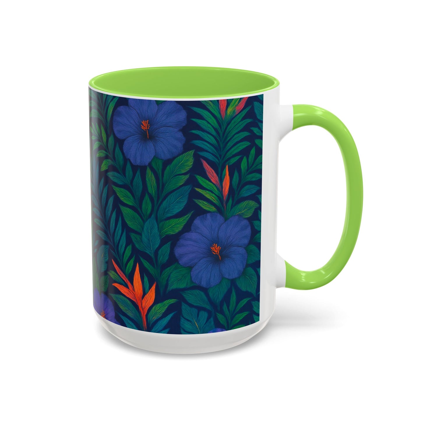 Vibrant Floral Coffee Mug - 11oz & 15oz / Midnight Flower Coral
