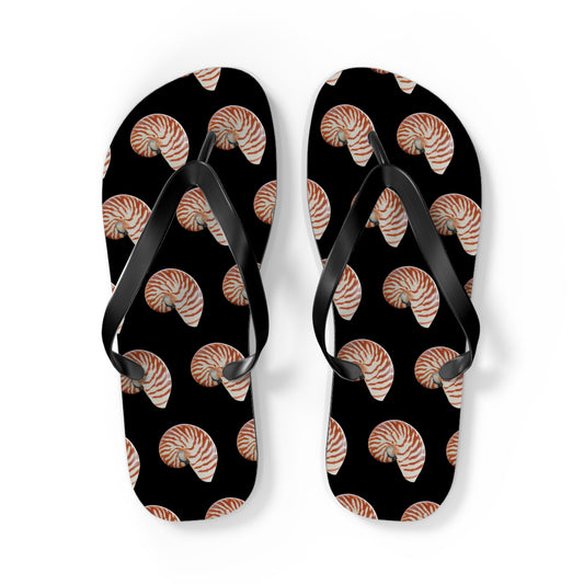 Flip Flops - Tiger Stripe Nautilus Shell, black