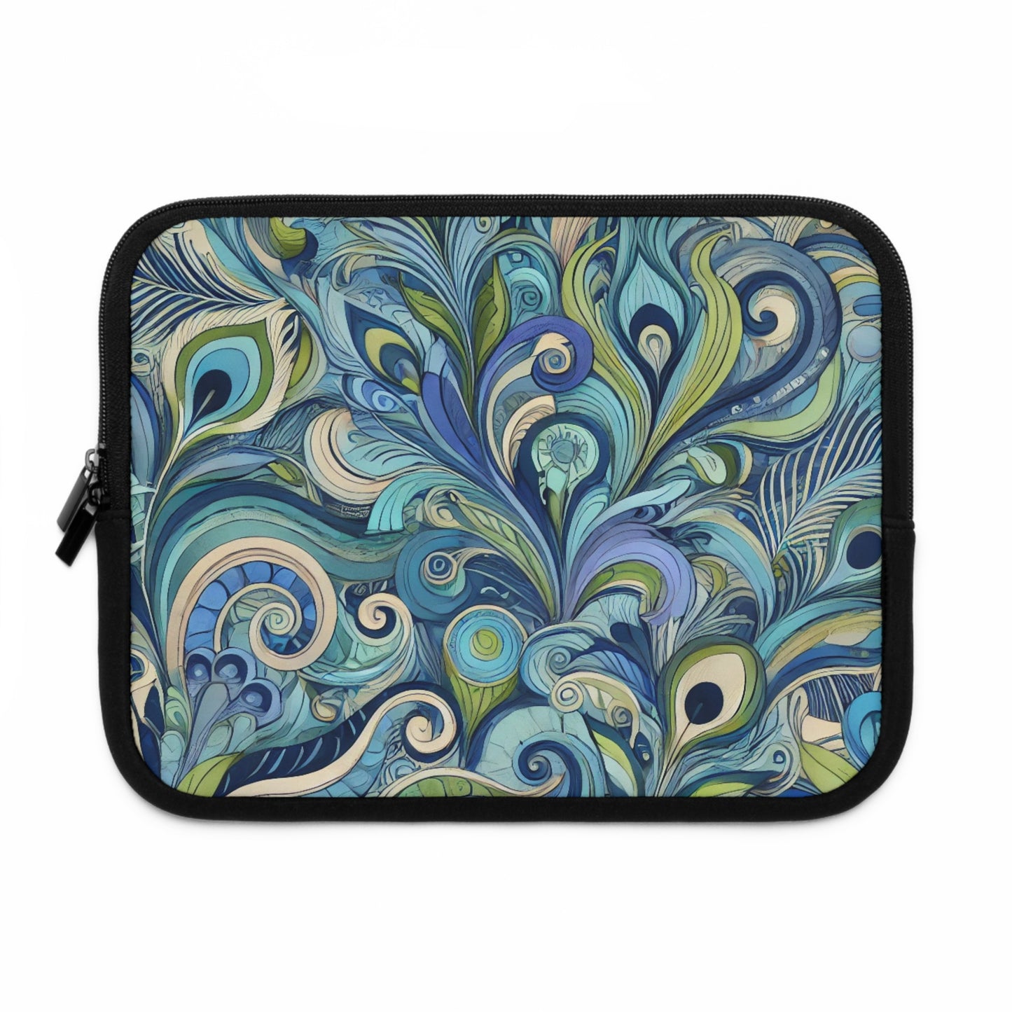 Tropical Laptop Sleeve, 5 Sizes - Perfect for Beach Lovers & Students / Feather Currents Blue
