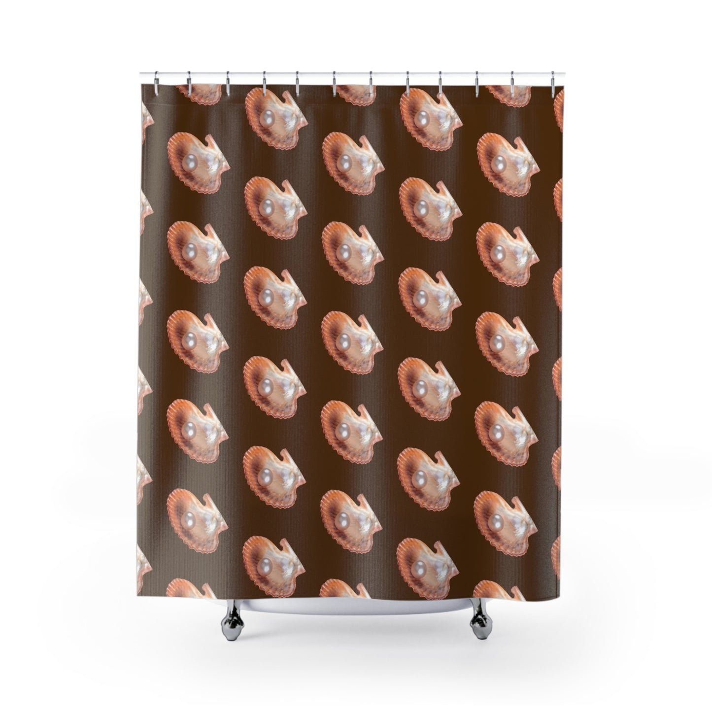 Tropical Shower Curtain - Ocean Bathroom Decor / Lavender Freshwater Pearl/Brown
