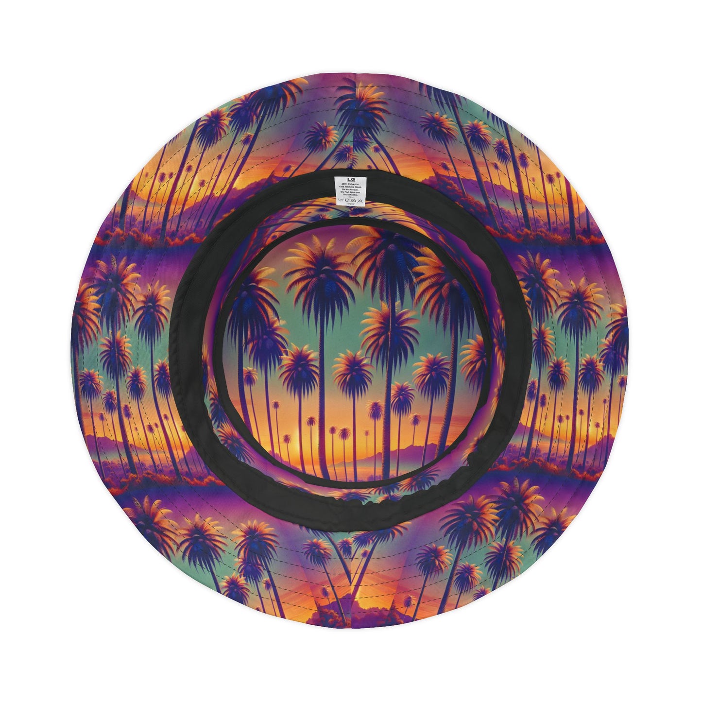 Tropical Polyester Bucket Hat, 2 Sizes - Sunset Palms