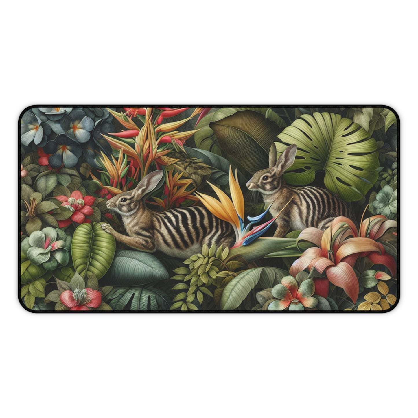 Tropical Mouse Pad/Desk Mat, 3 Sizes - Perfect for Home Office / Rainforest Rabbit Outing