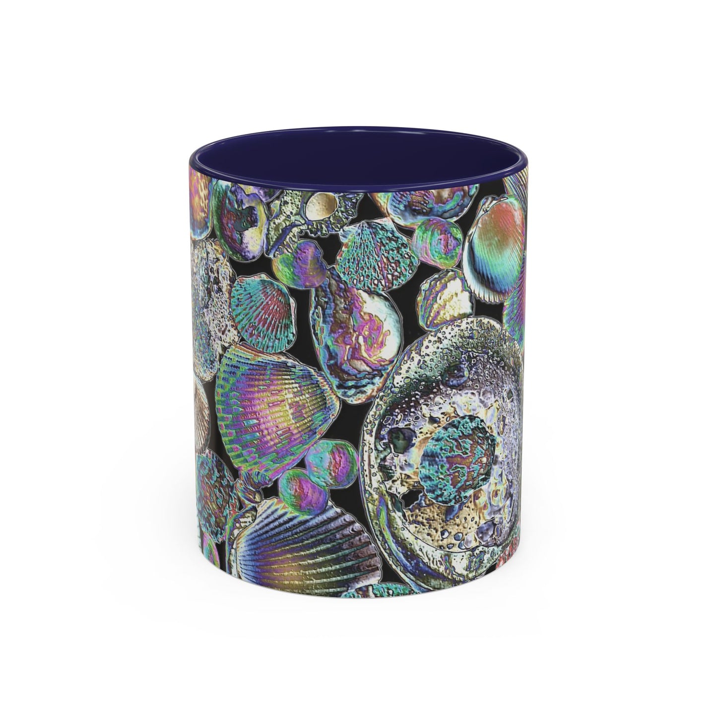 Iridescent Shells Accent Coffee Mug | Unique Sea-Inspired Drinkware / Heatwave Shell Collection