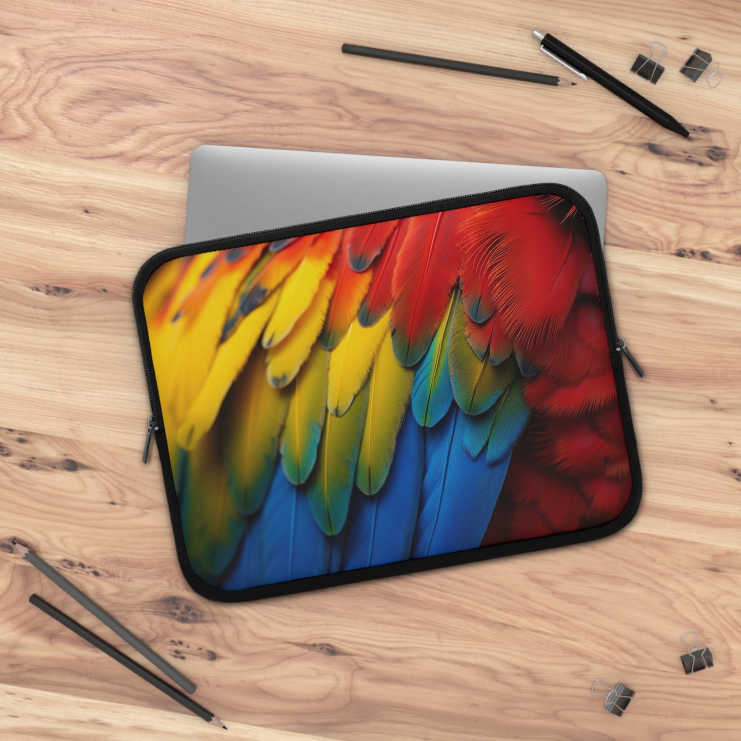 Tropical Laptop Sleeve, 5 Sizes - Perfect for Bird Lovers & Students / Macaw Feathers