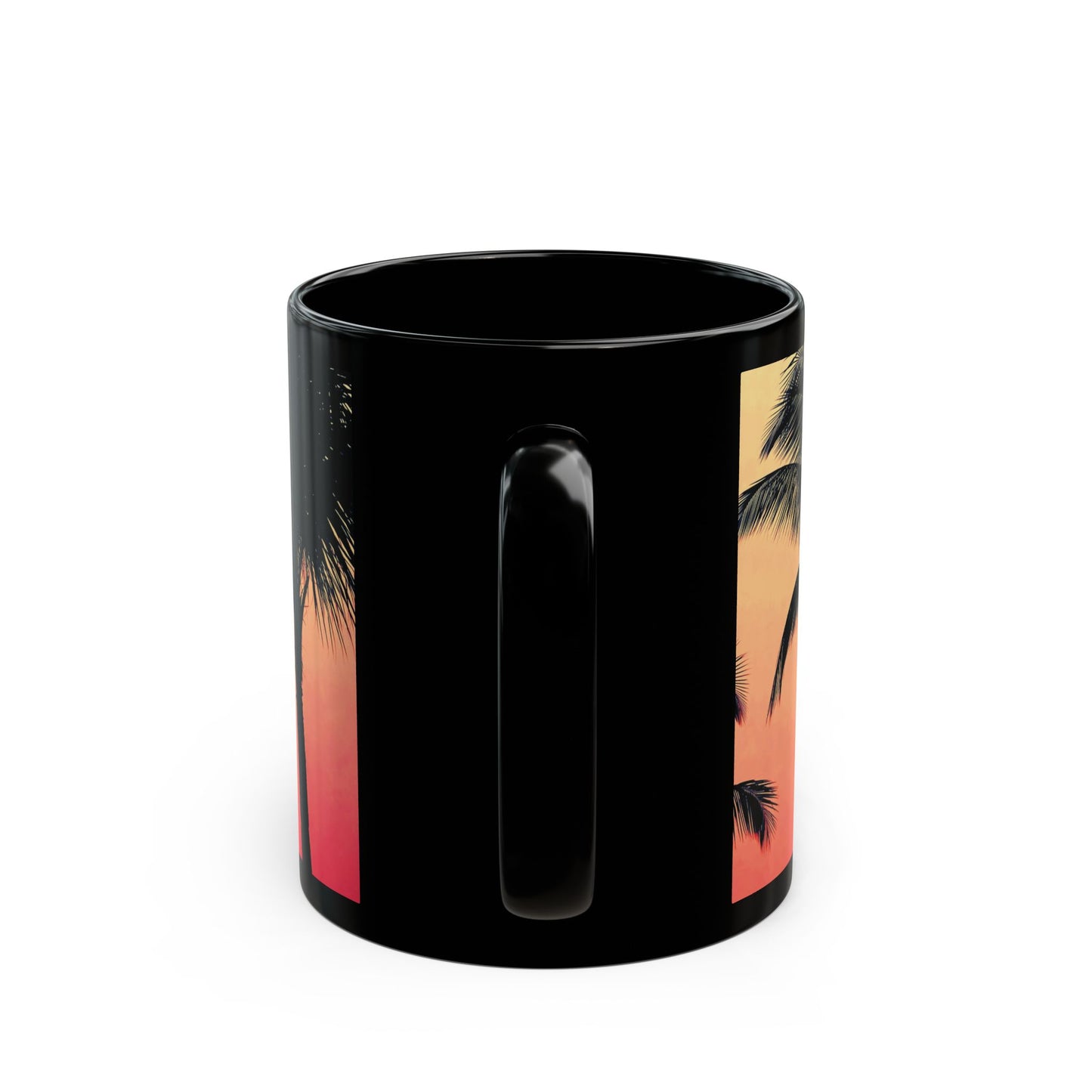 Black Coffee Mug - Palm Glow Orange