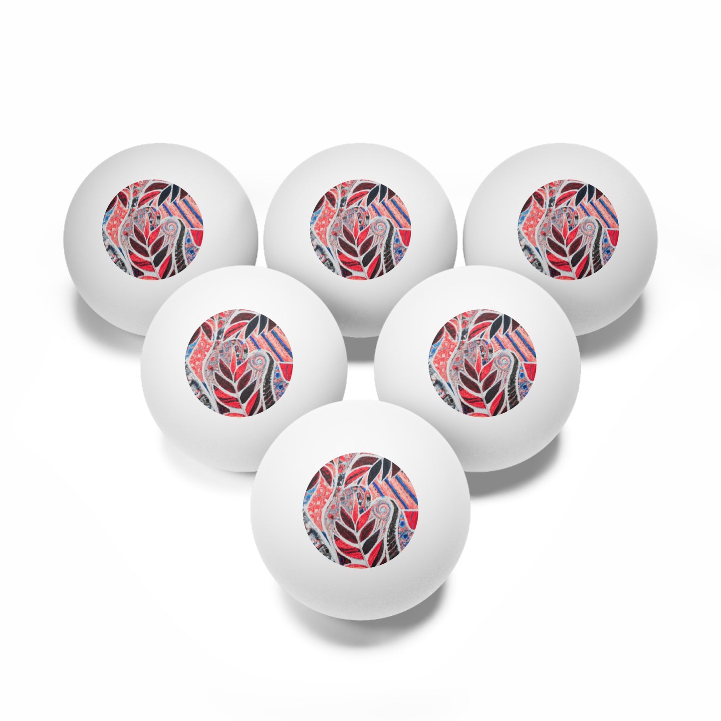 Tropical Paradise Ping Pong Balls - 6 Pack with Amazon Whimsy, Red