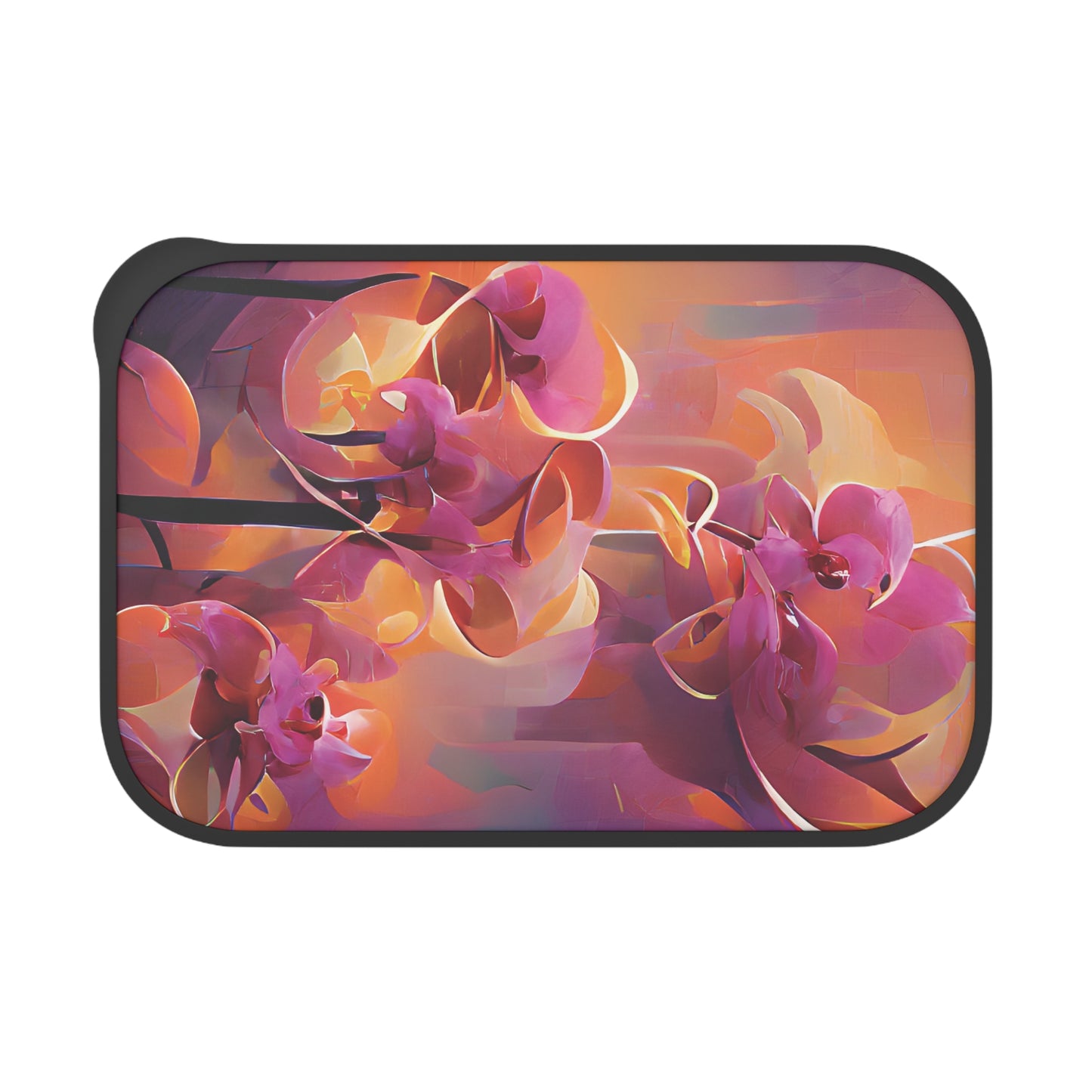 Bento Box with Utensils - Orange Orchid Dreams