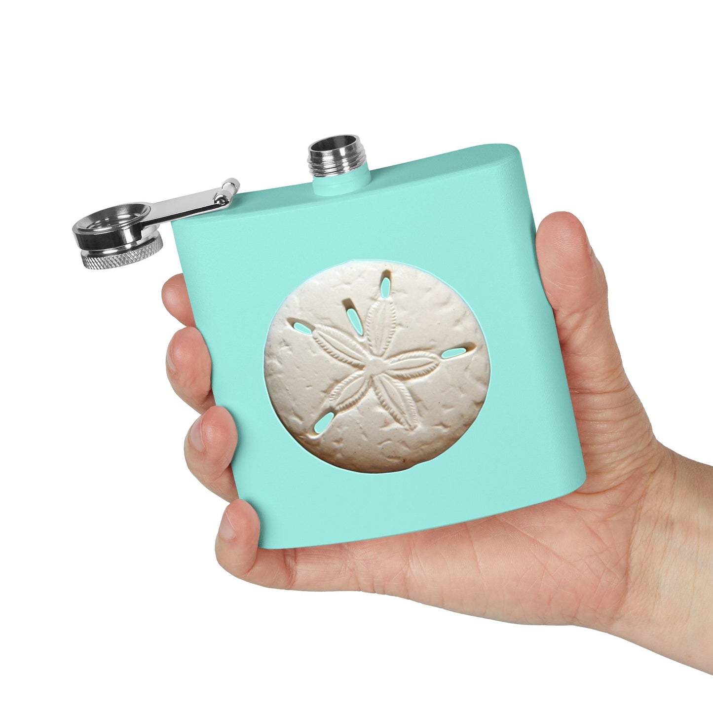 Tropical Stainless Steel 6 oz. Flask, Many Colors  – Real Sand Dollar