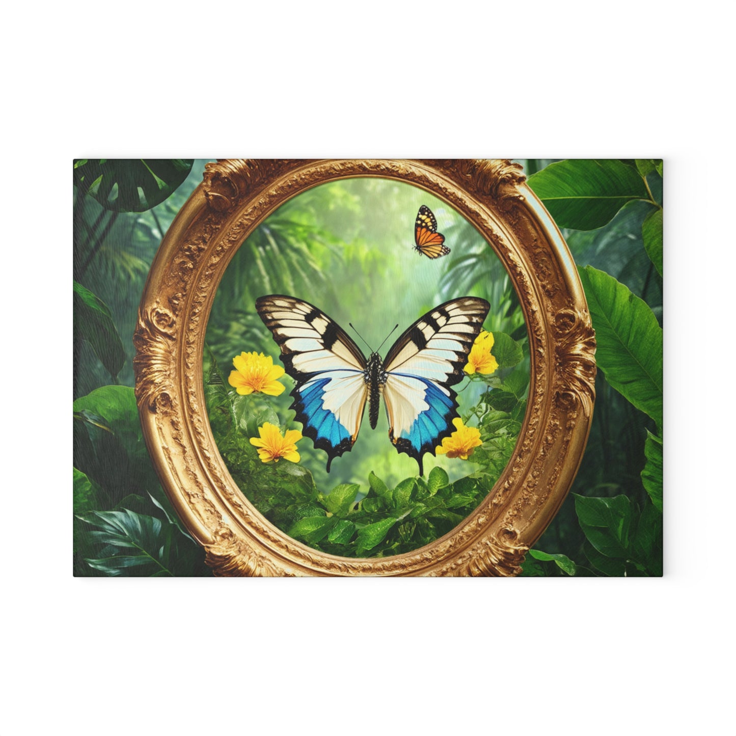 Glass Cutting Board, 2 sizes - Framed Swallowtail