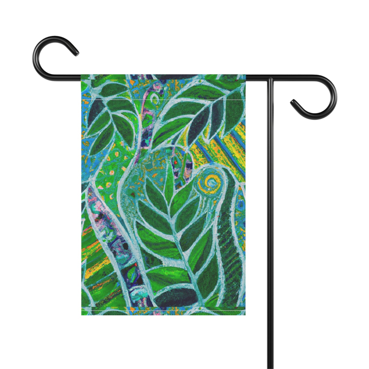 Tropical Garden Flag  - Perfect for Outdoor Decor / Rainforest Amazon Whimsy, Green