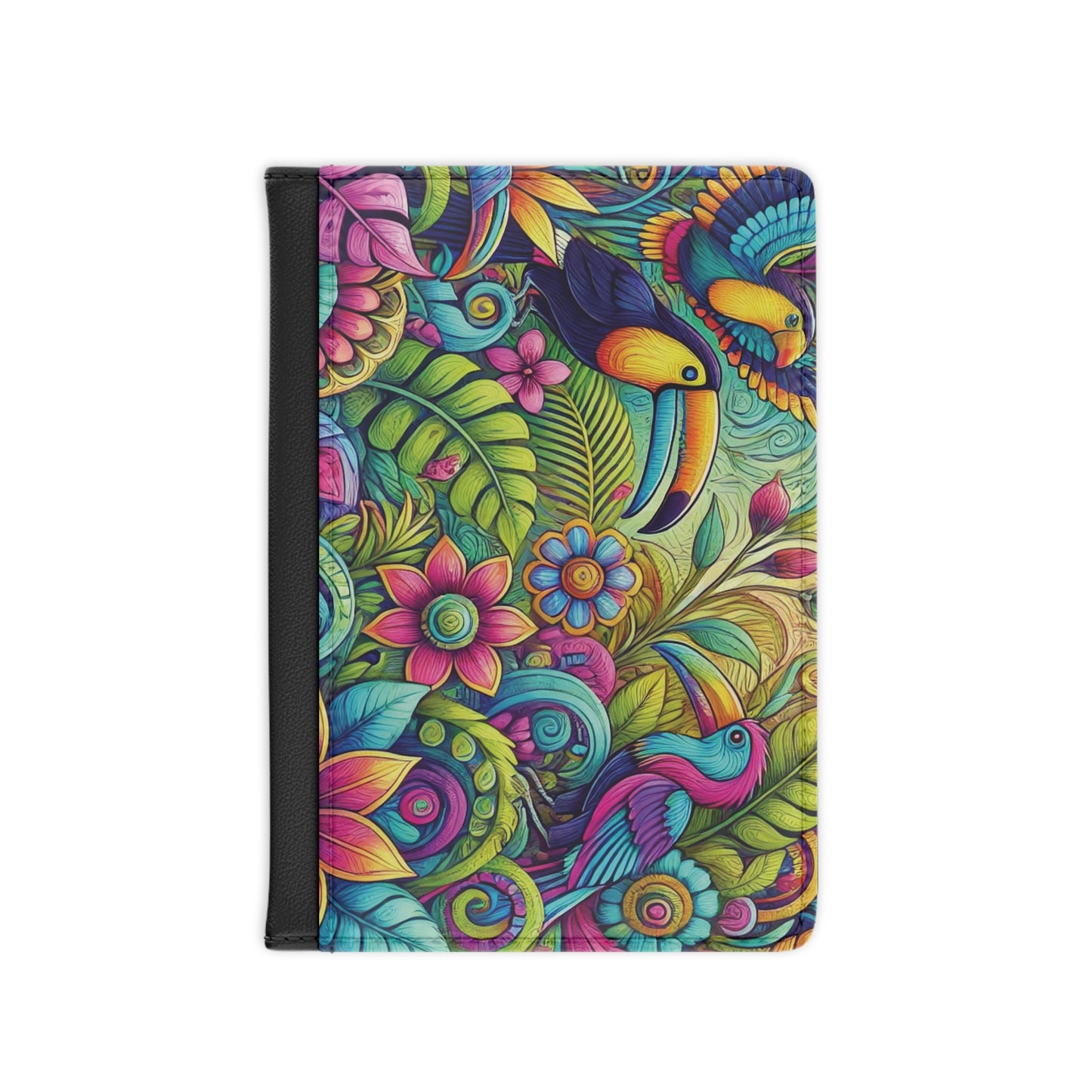 Tropical Passport Cover, Faux Leather - RFID blocking for travel security / Rainforest Music