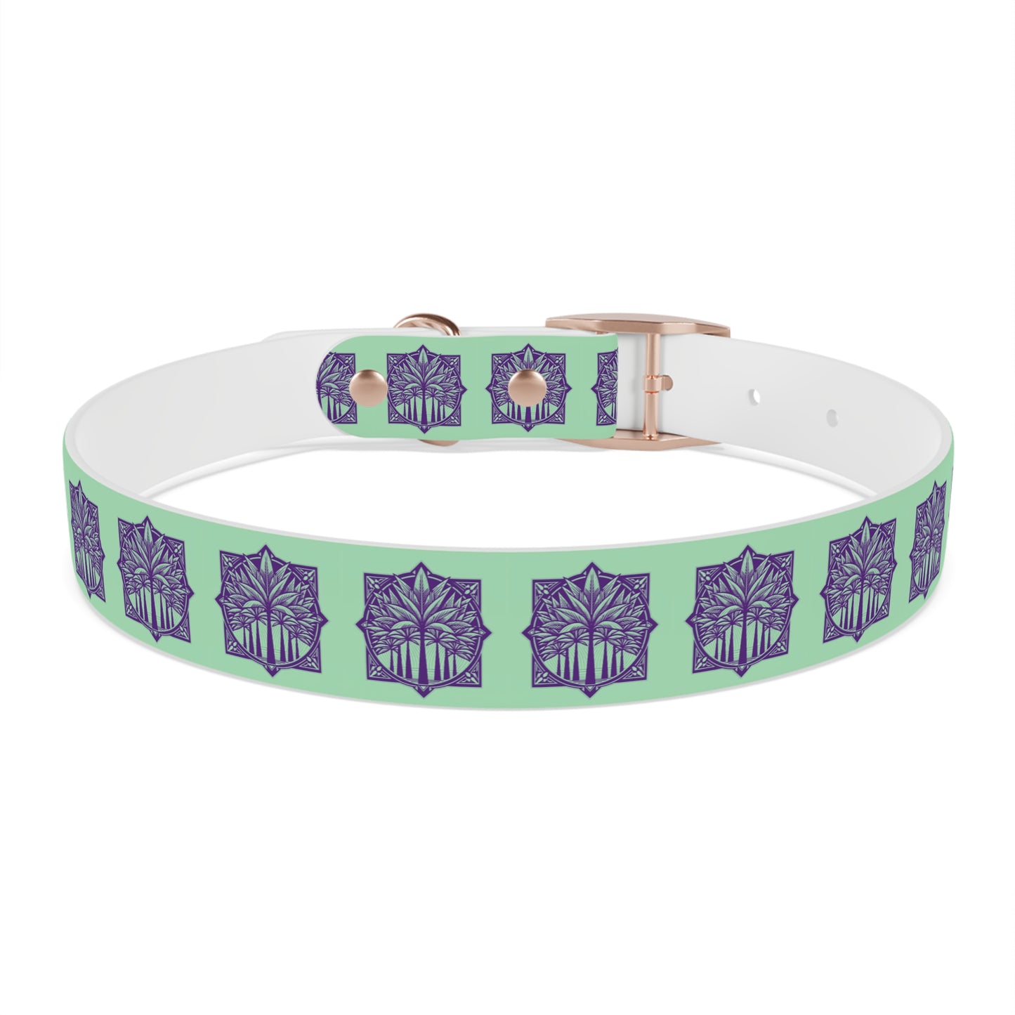 Dog Collar - Deco Palm Trees, Mint Green