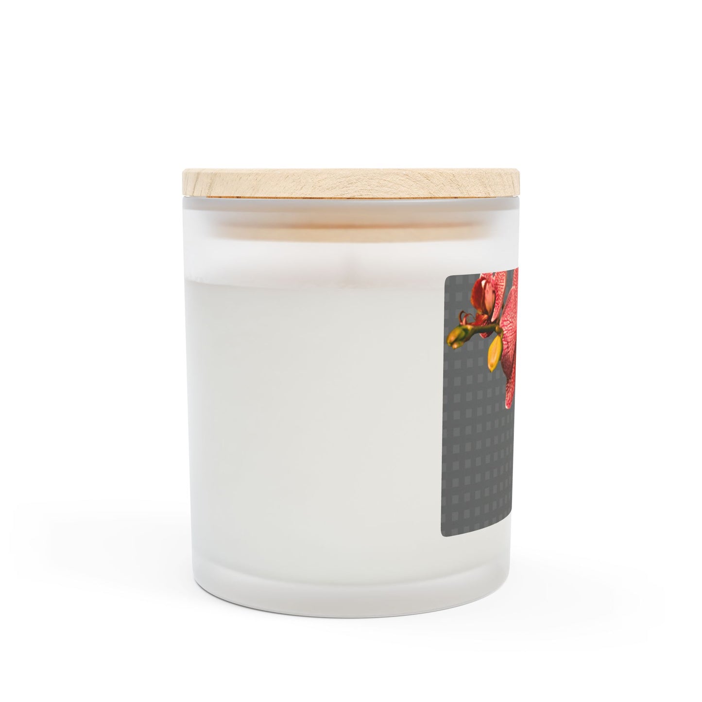 Frosted Glass Candle, 11oz, Red Orchid | Grey Wicker