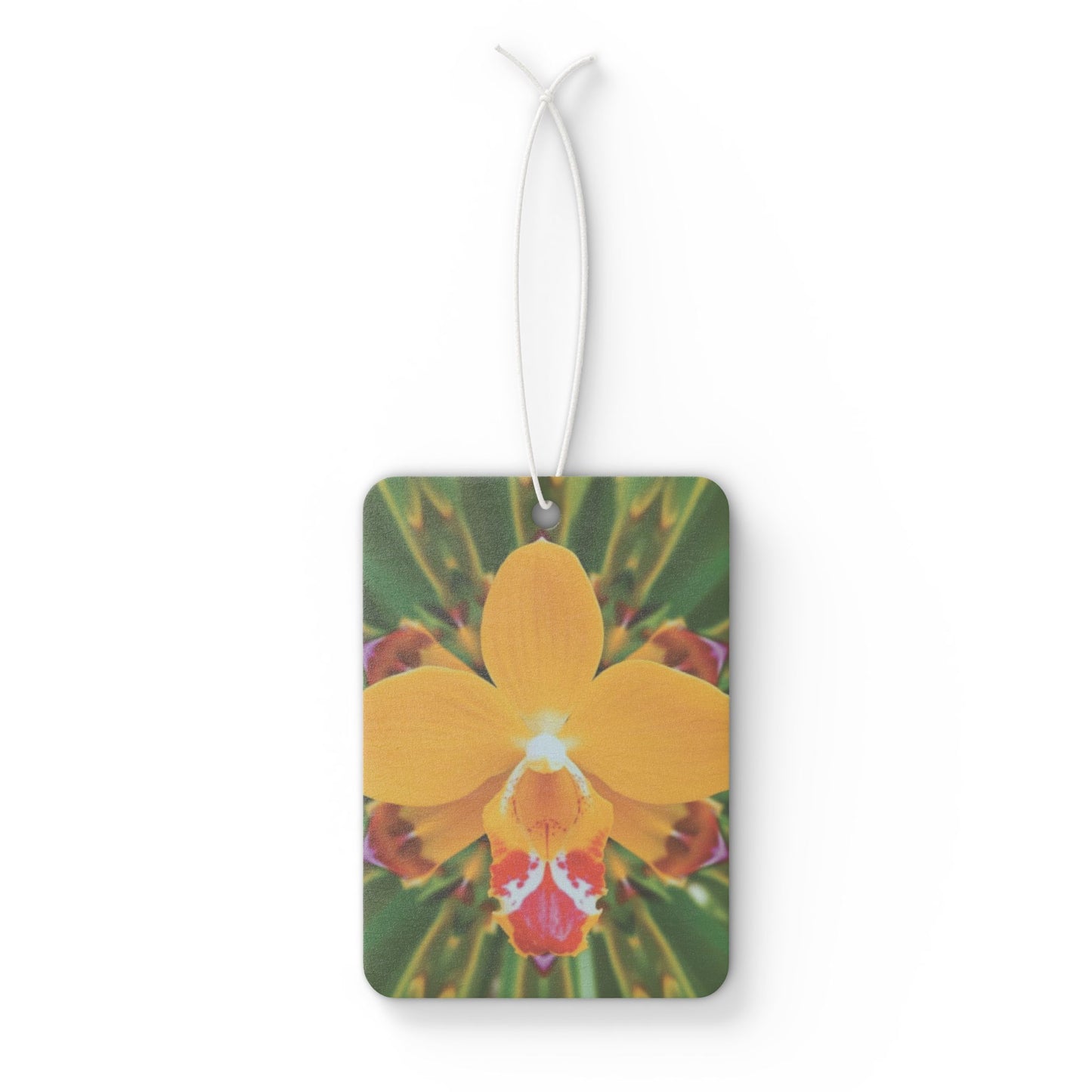 Car Air Freshener - Pop Art Tropical Orange Orchid Kaleidoscope