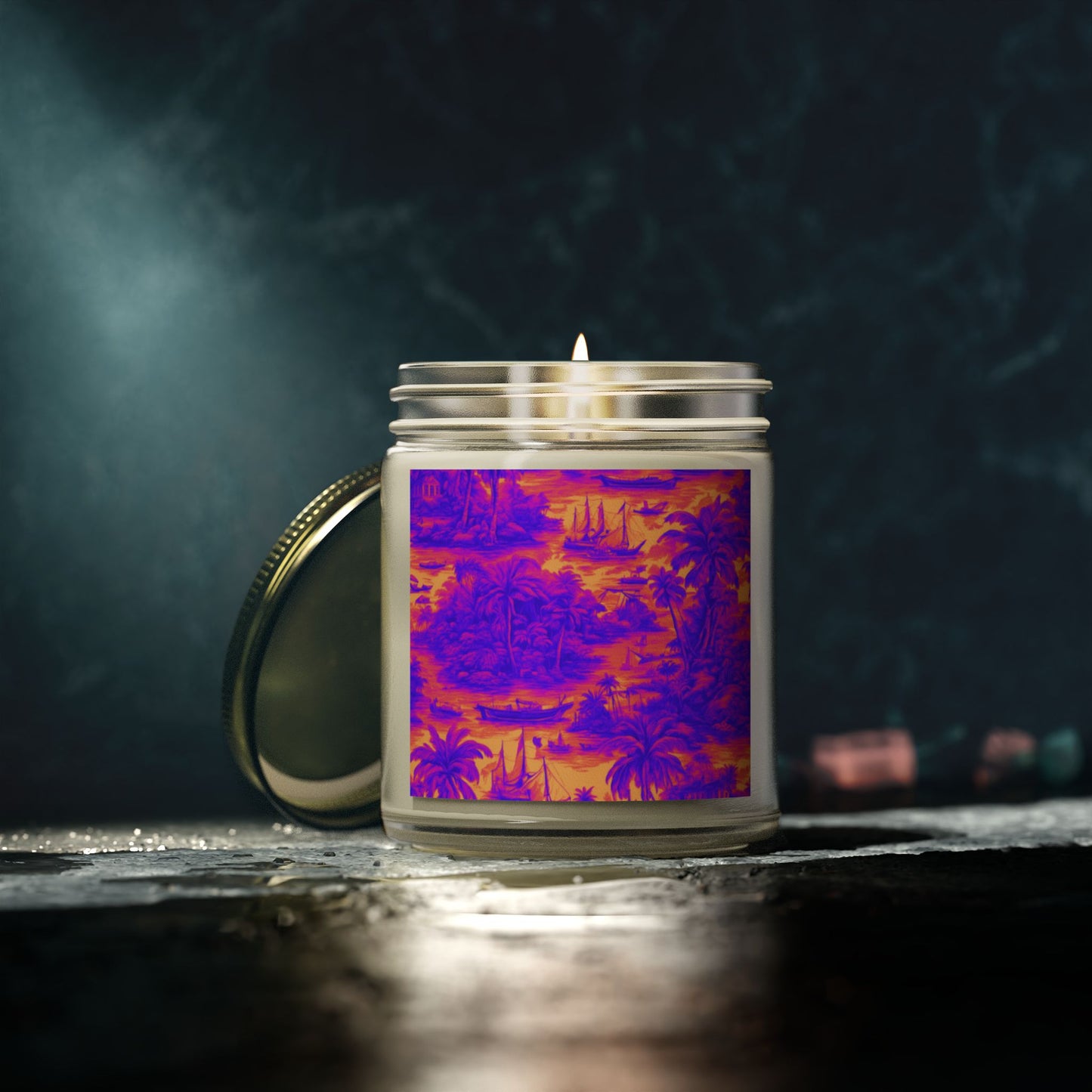 Scented Candles, Coconut Apricot Wax (4oz, 9oz) - Crazy Cool Tropical Toile