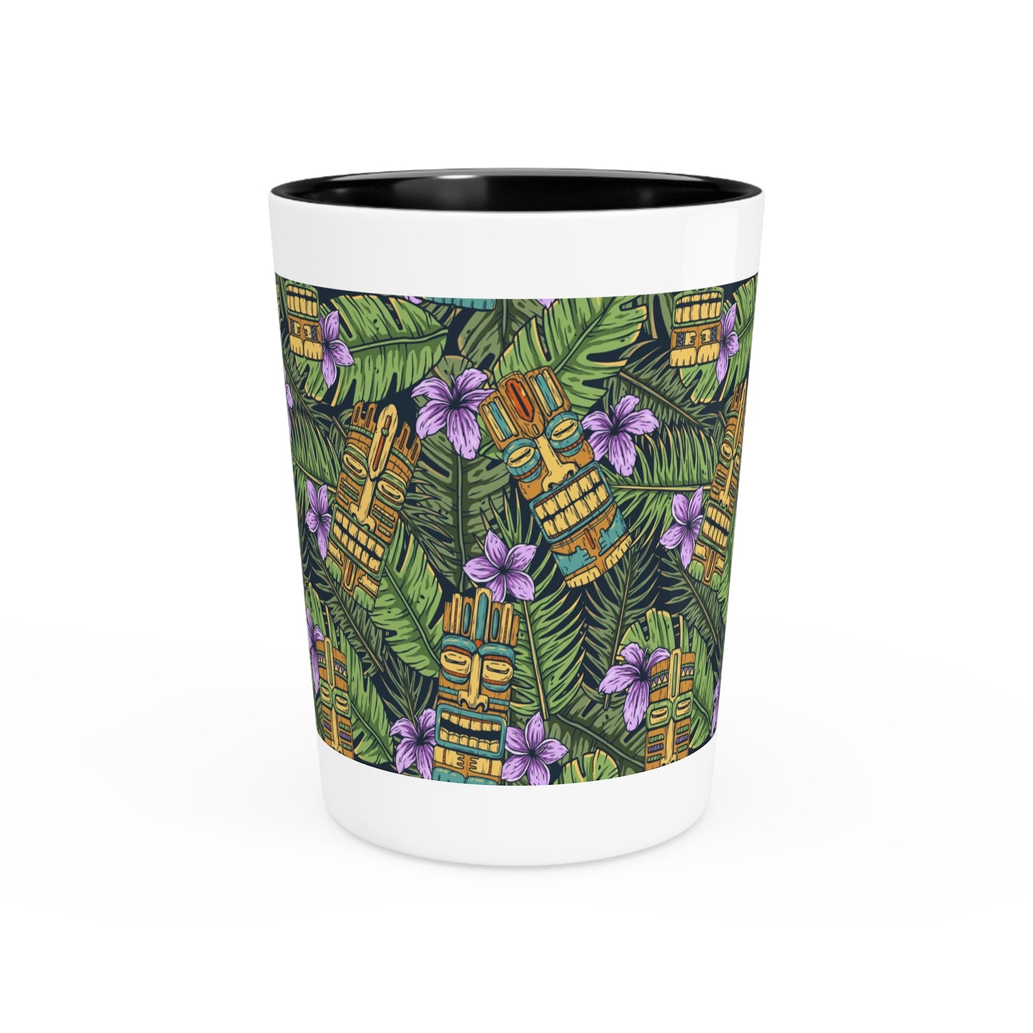 Ceramic Shot Glass - Tiki Purple Greenery